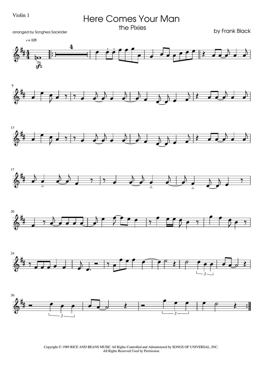 Here Comes Your Man String Quartet scores gallery preview page 4