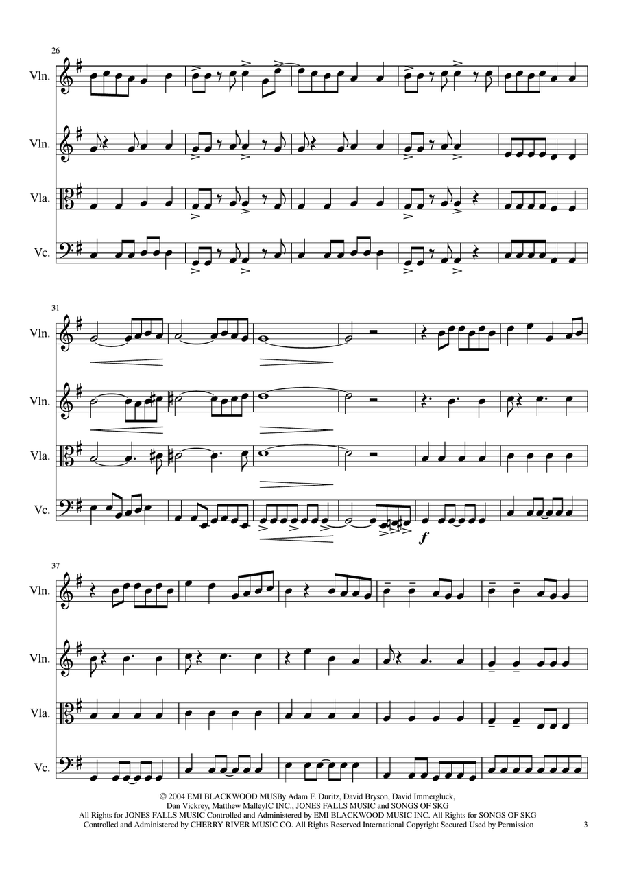 Accidentally In Love String Quartet scores gallery preview page 3