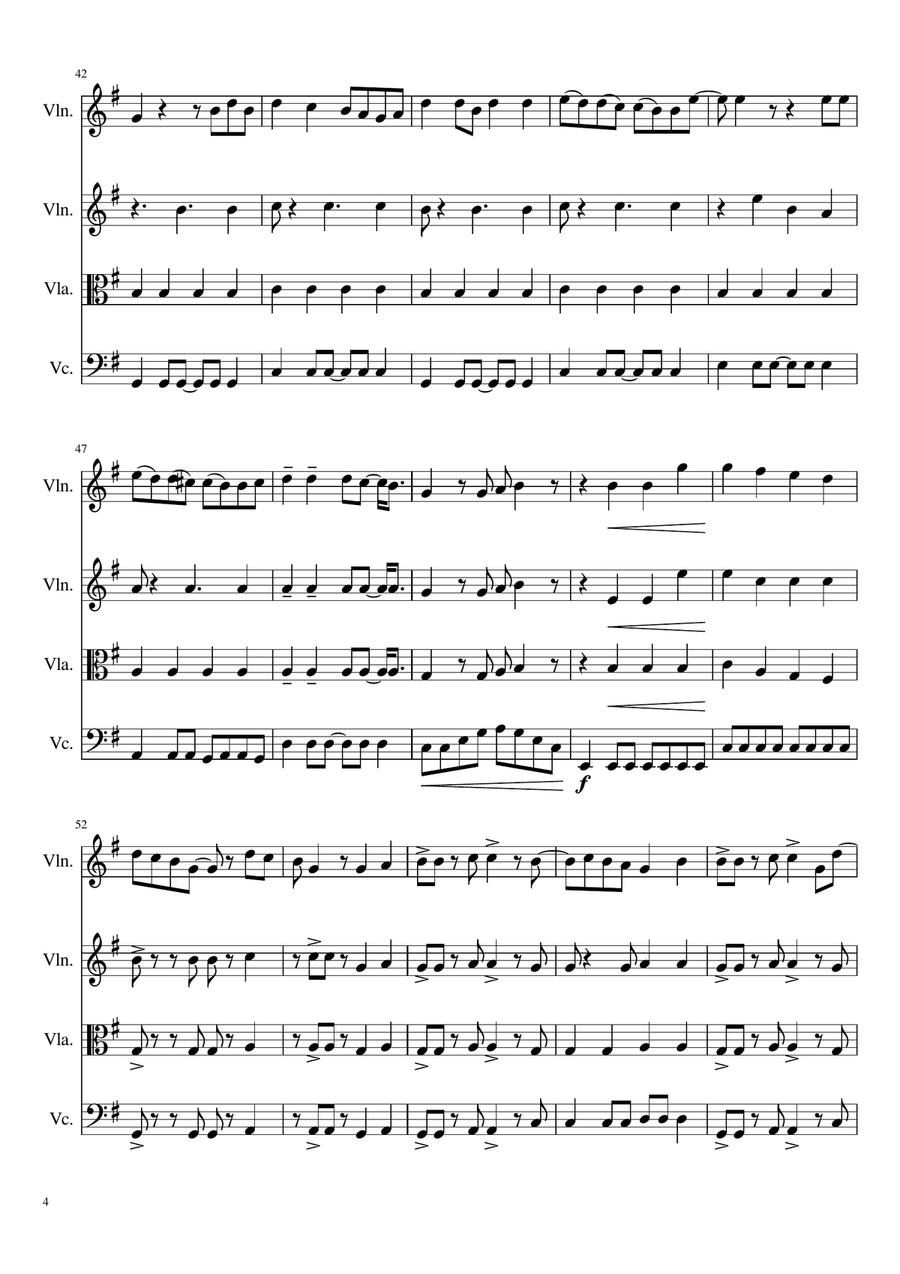 Accidentally In Love String Quartet scores gallery preview page 4
