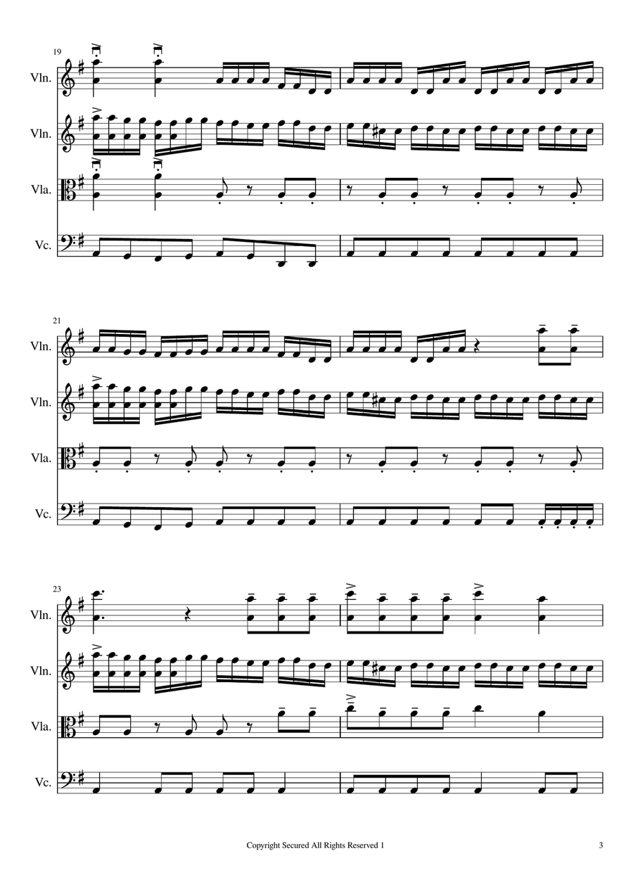 Thunderstruck String Quartet scores gallery preview page 3