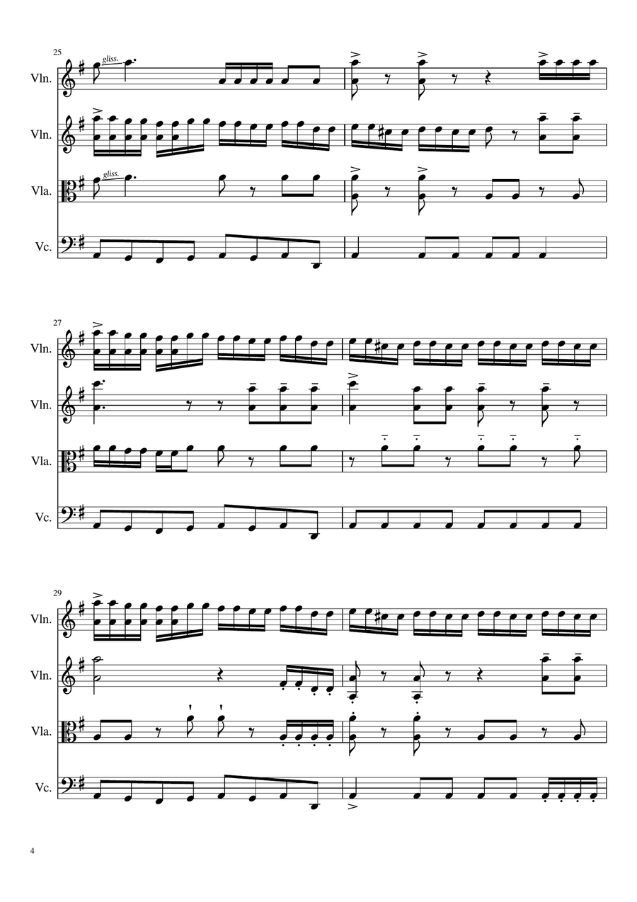 Thunderstruck String Quartet scores gallery preview page 4