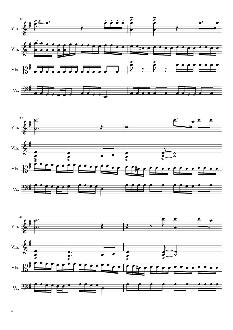 Thunderstruck String Quartet scores gallery preview page 6