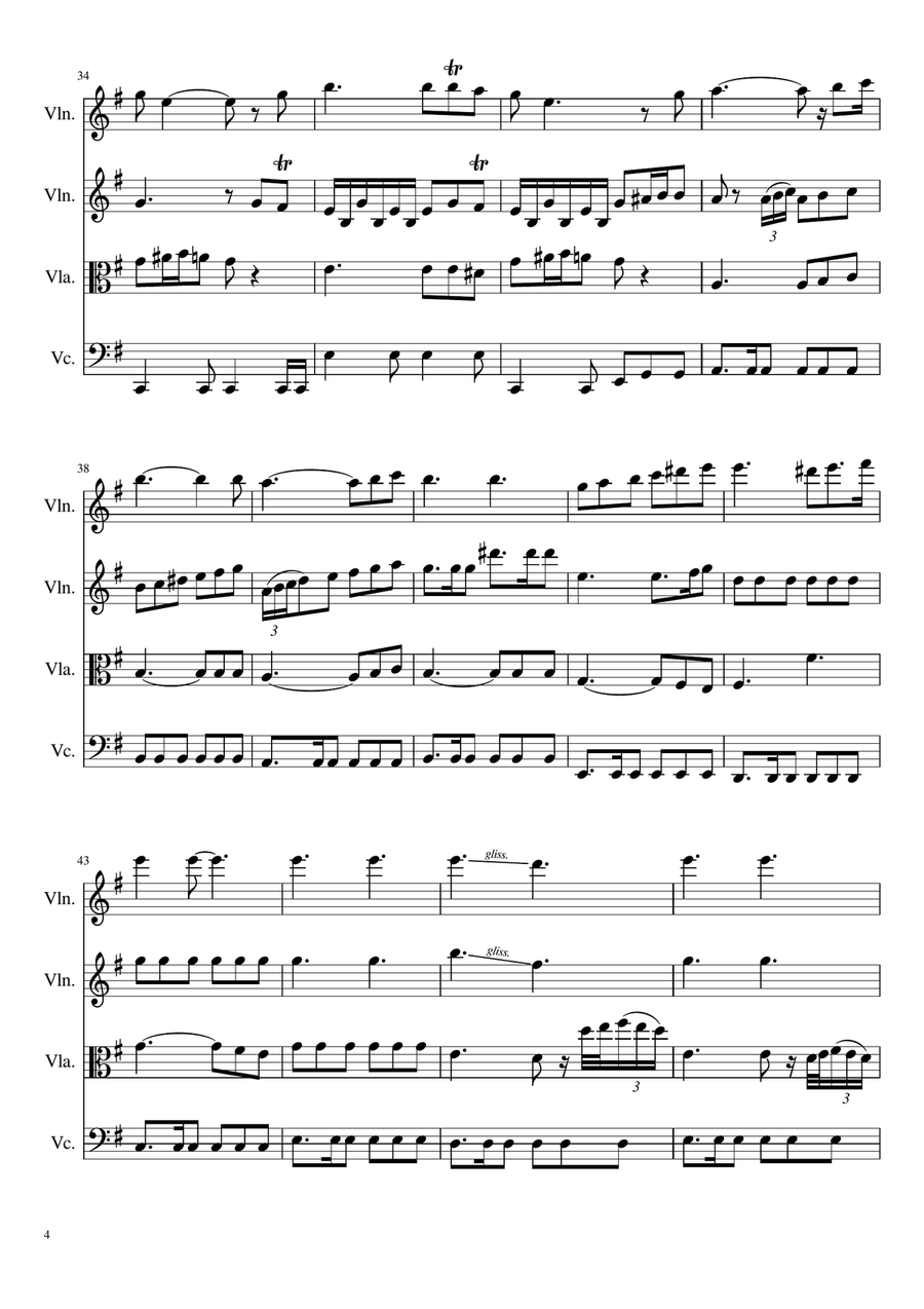 Nights In White Satin Nights In White Satin String Quartet scores gallery preview page 4