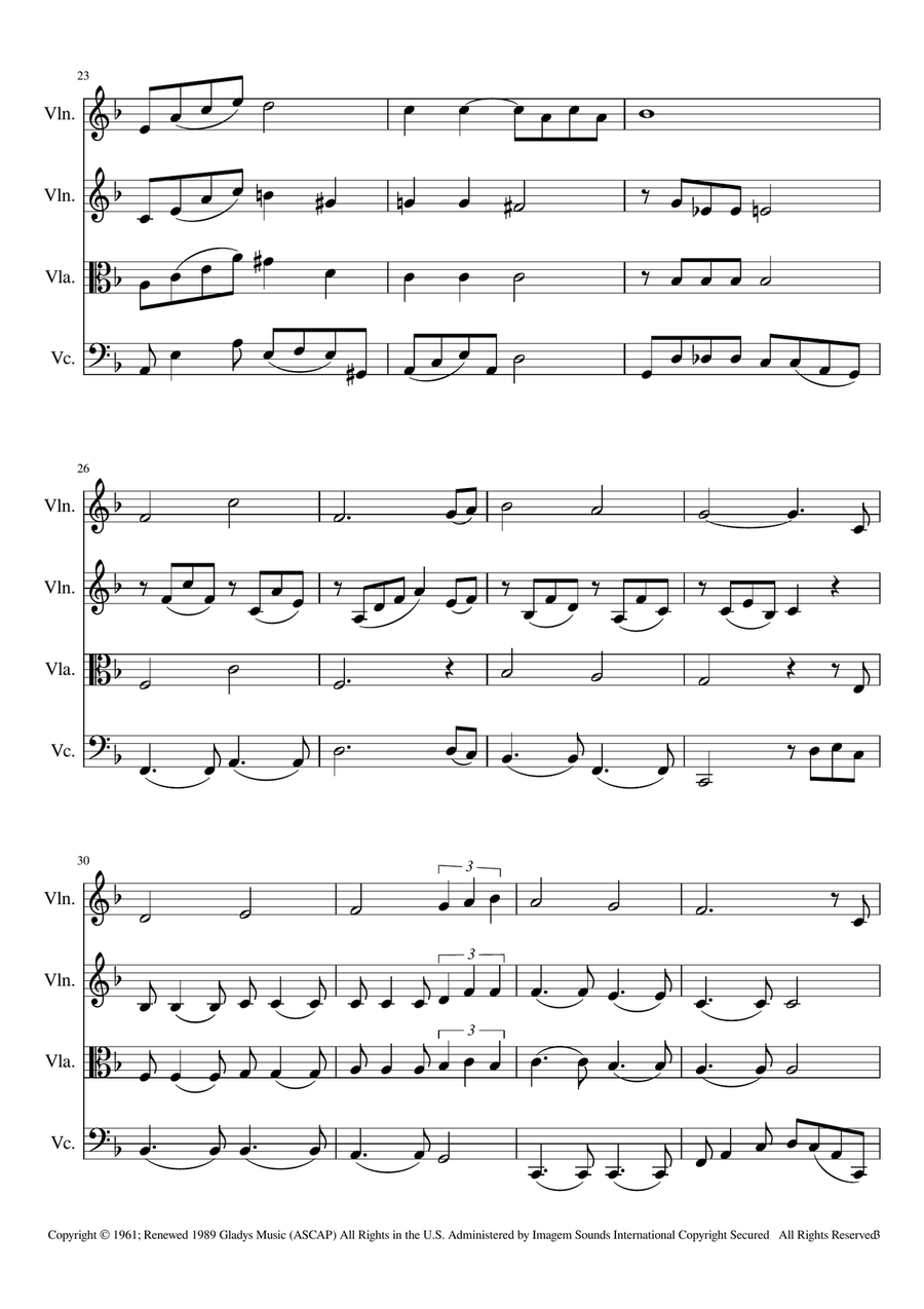 Can't Help Falling In Love String Quartet scores gallery preview page 3