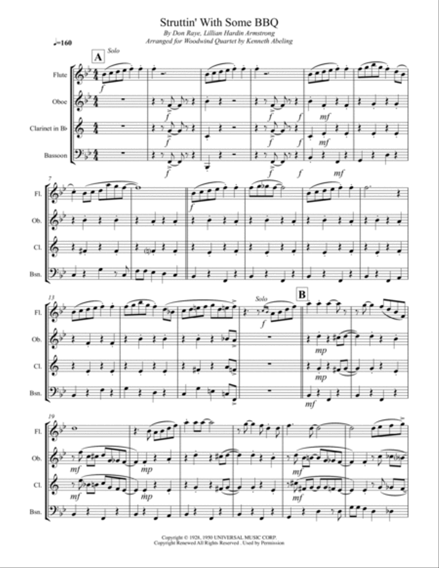 Struttin' With Some Barbecue Woodwind Quartet scores gallery preview page 2