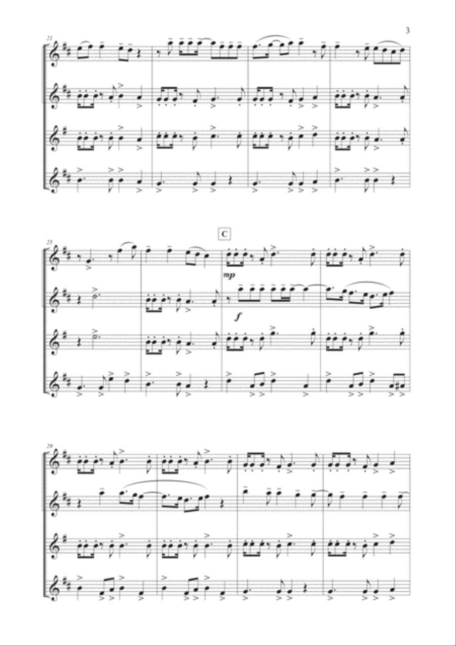 Girls Just Want To Have Fun Saxophone Quartet scores gallery preview page 4