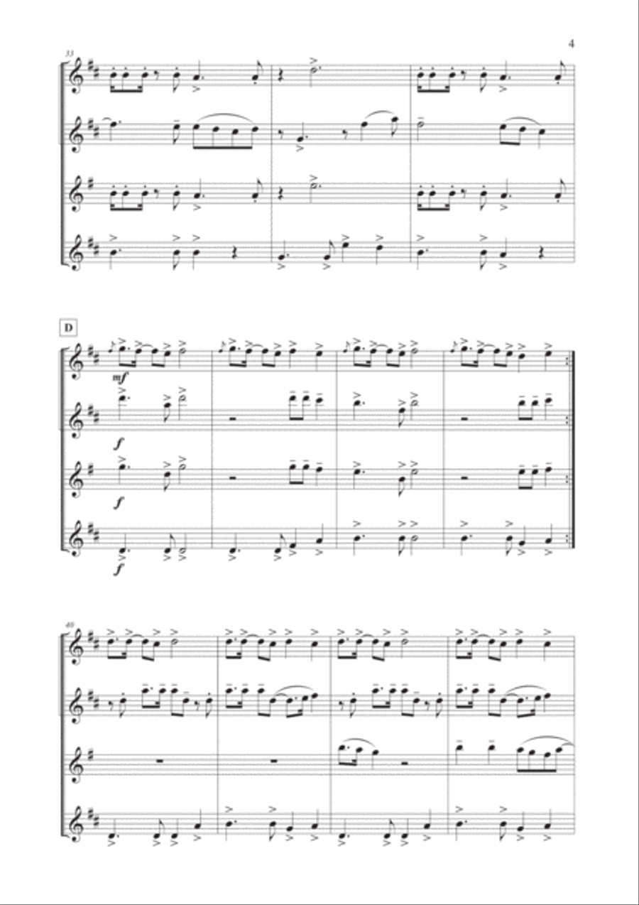 Girls Just Want To Have Fun Saxophone Quartet scores gallery preview page 5