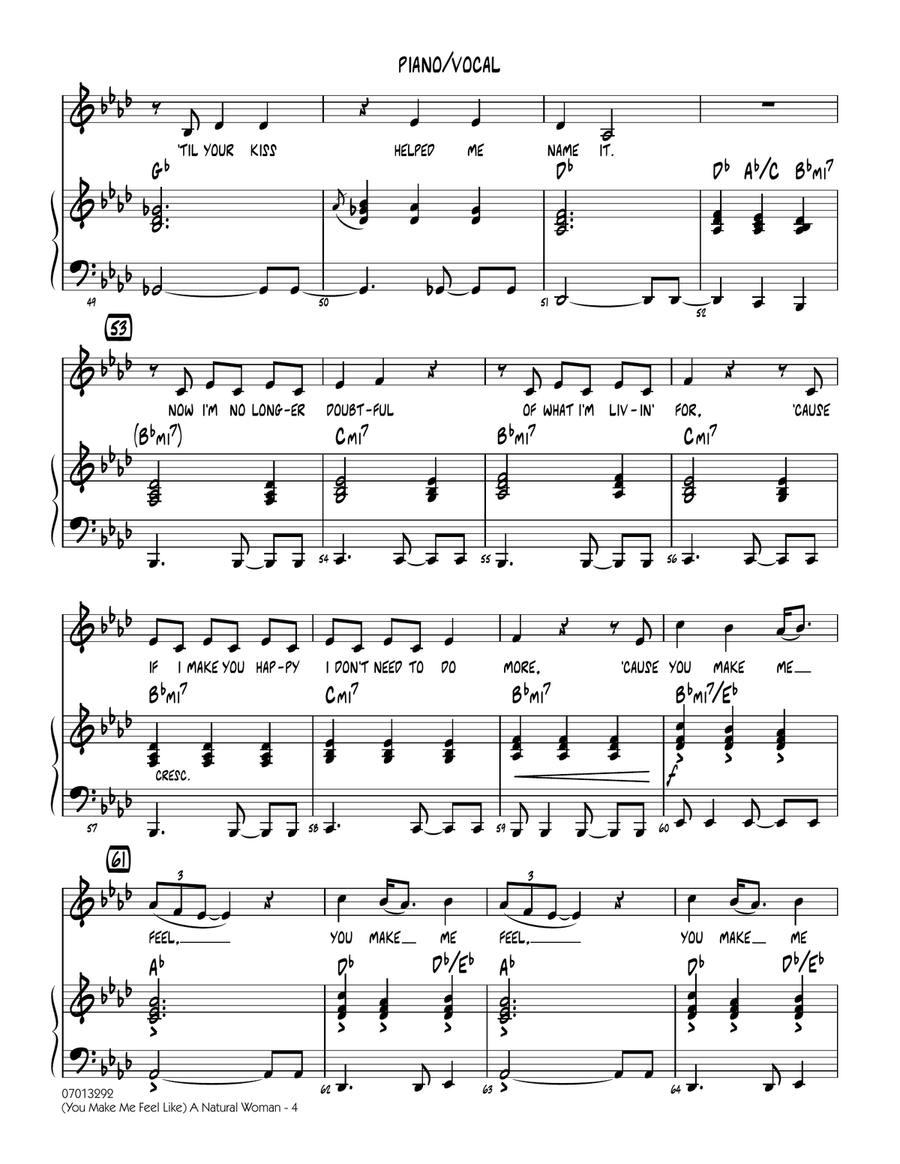 (You Make Me Feel Like) A Natural Woman (arr. Paul Murtha) - Piano/Vocal (You Make Me Feel Like) A Natural Woman (arr. Paul Murtha) - Piano/Vocal Jazz Ensemble scores gallery preview page 4