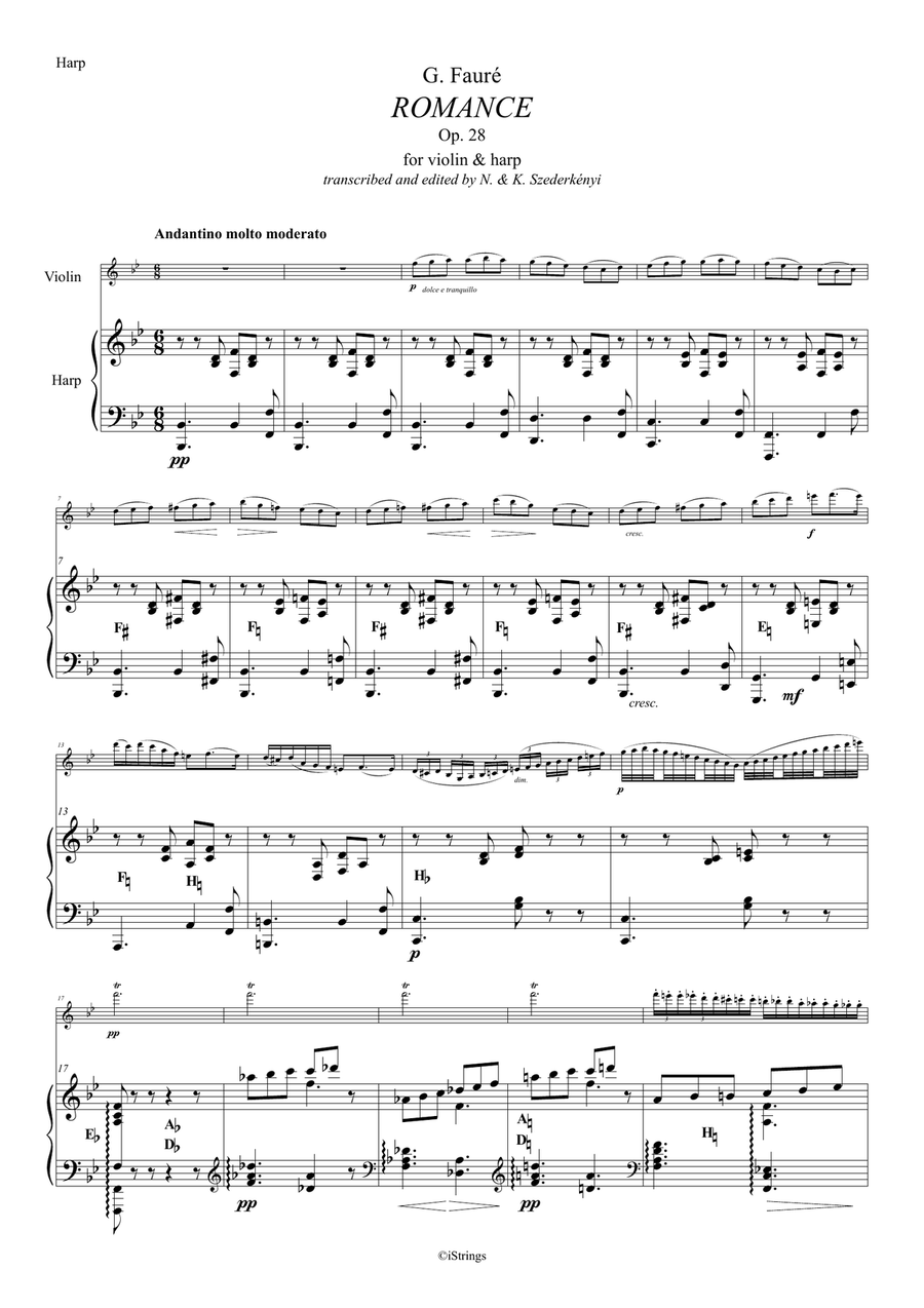 Romance - for violin & harp String Duet scores gallery preview page 2