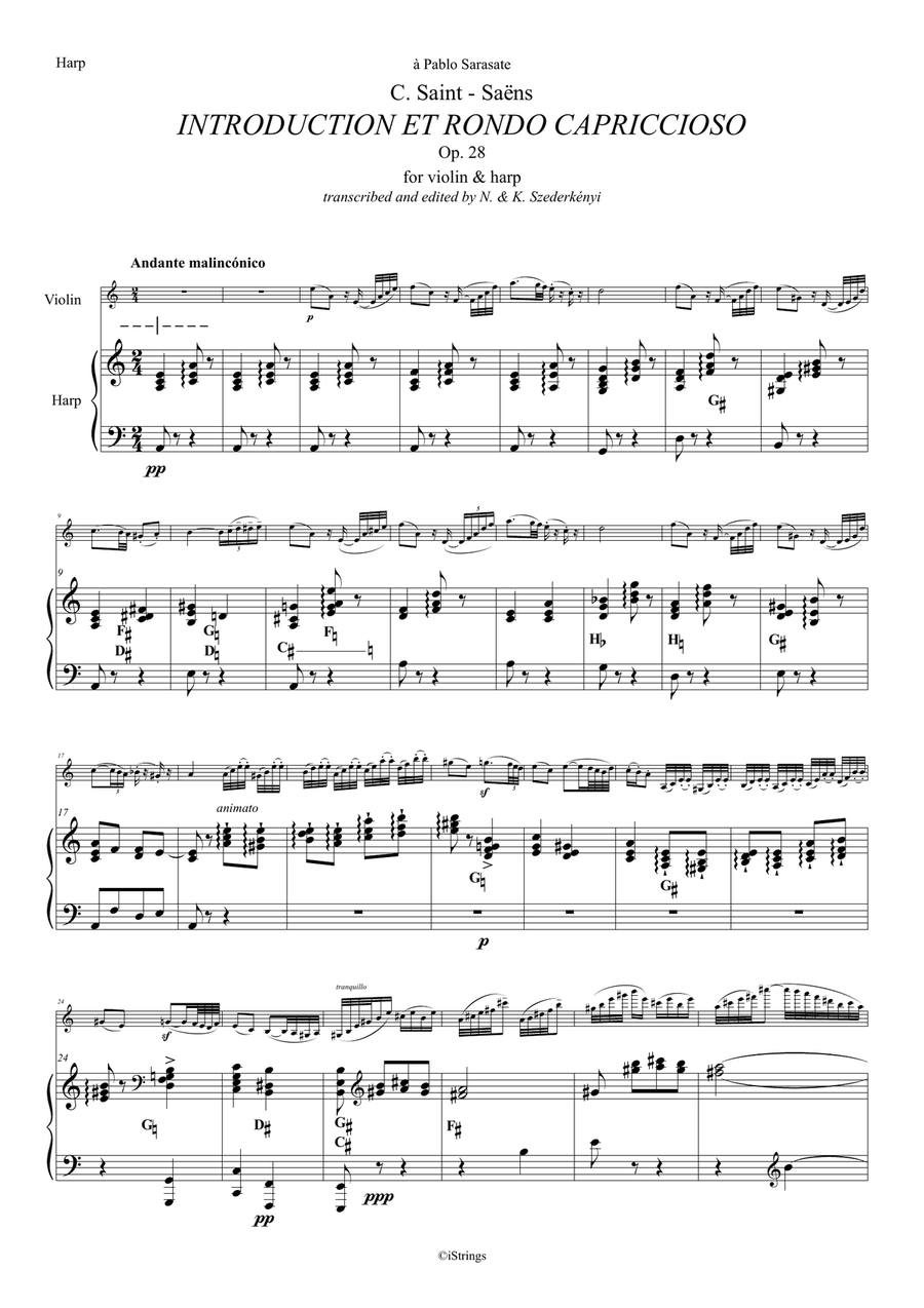 Introduction et Rondo Capriccioso - for violin & harp String Duet scores gallery preview page 2