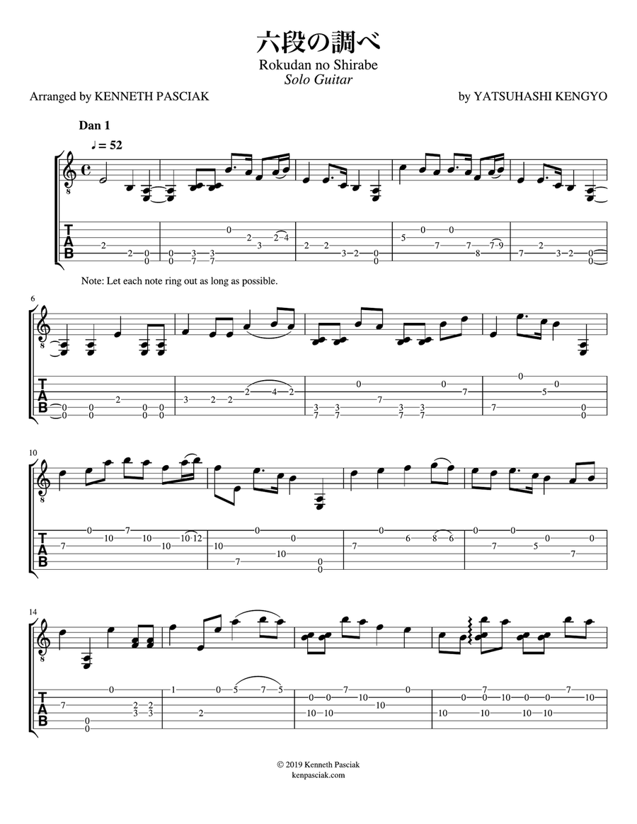 Rokudan no Shirabe (for Solo Guitar) Acoustic Guitar scores gallery preview page 3