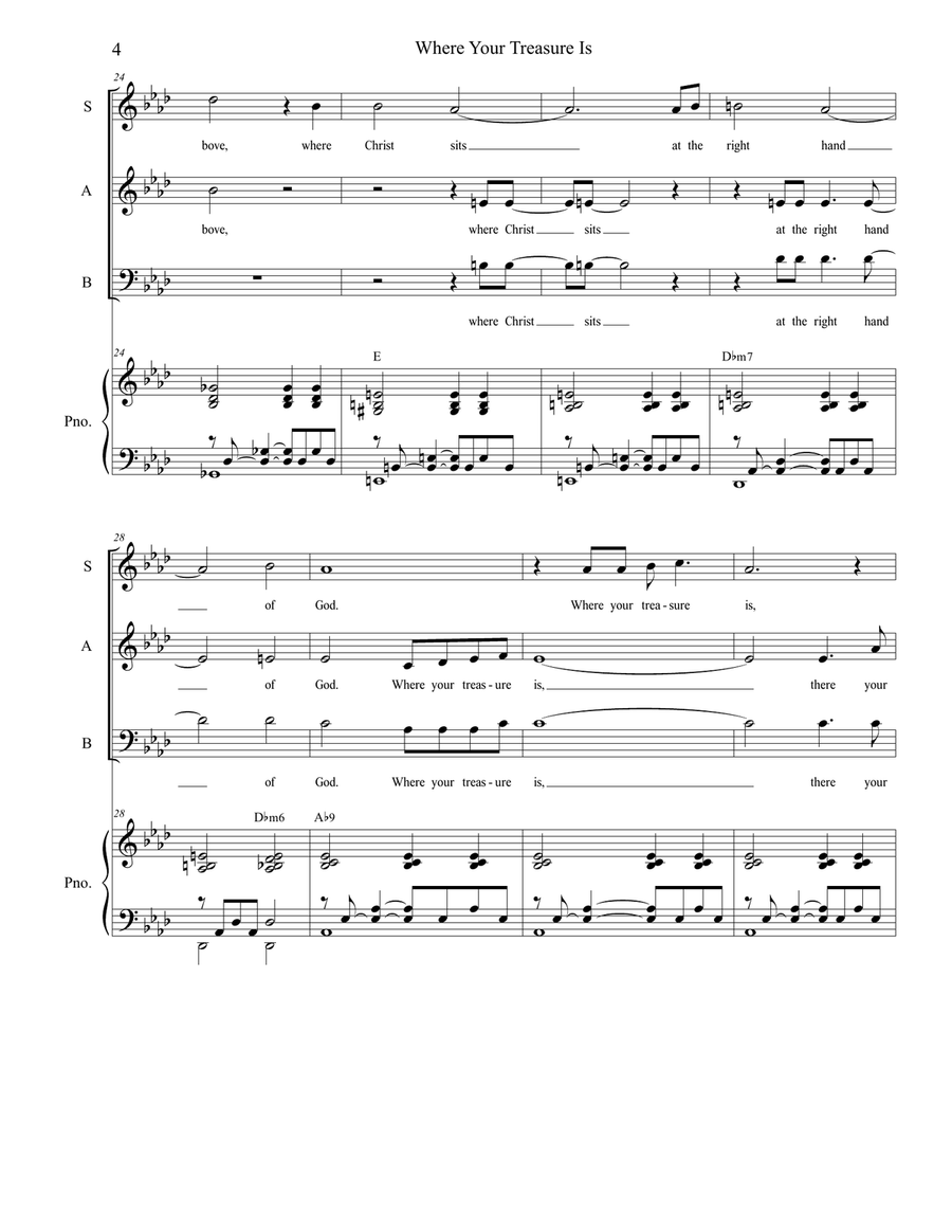 Where Your Treasure Is (SAB) 3-Part scores gallery preview page 4