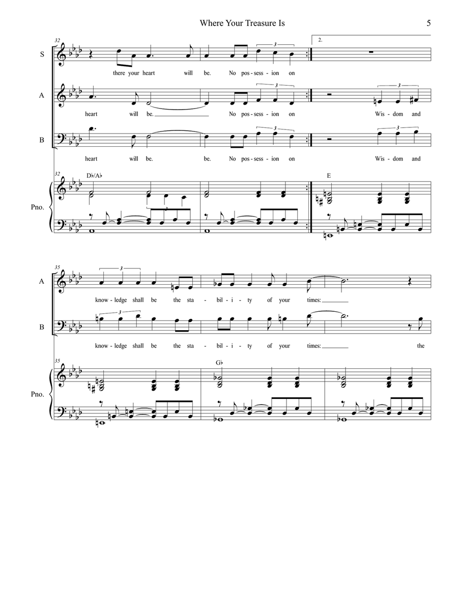 Where Your Treasure Is (SAB) 3-Part scores gallery preview page 5