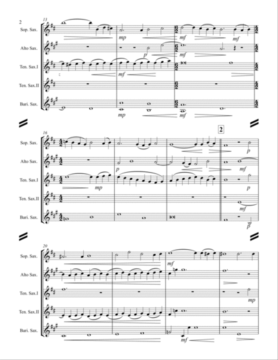 Adagio For Strings Saxophone Quintet scores gallery preview page 3