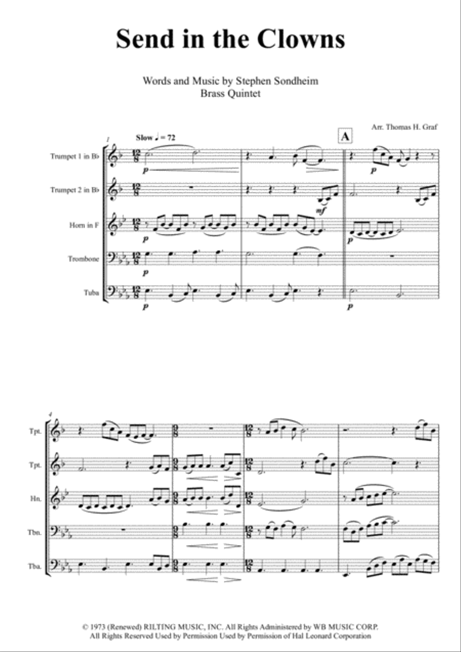 Send In The Clowns Horn scores gallery preview page 1
