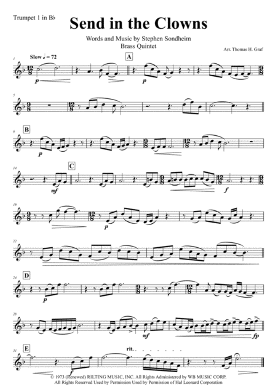 Send In The Clowns Horn scores gallery preview page 5