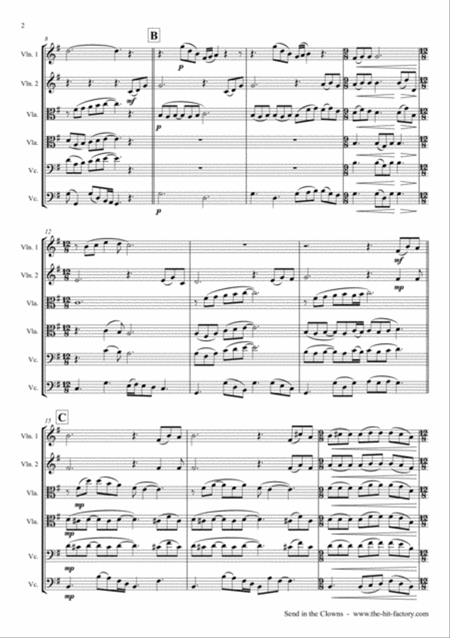Send In The Clowns String Quartet scores gallery preview page 2