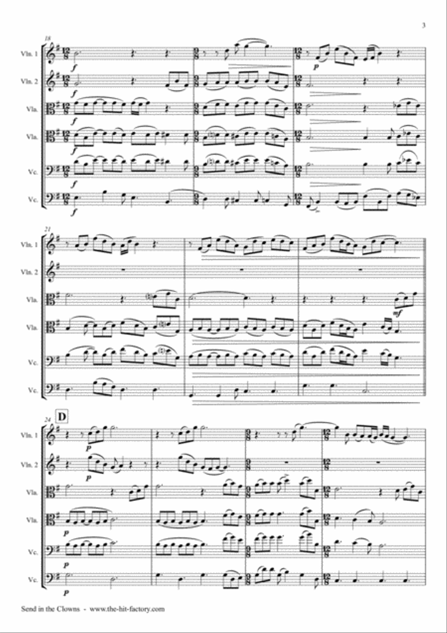 Send In The Clowns String Quartet scores gallery preview page 3