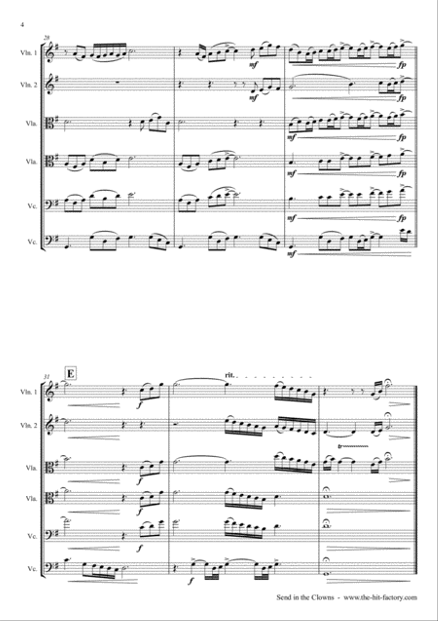 Send In The Clowns String Quartet scores gallery preview page 4