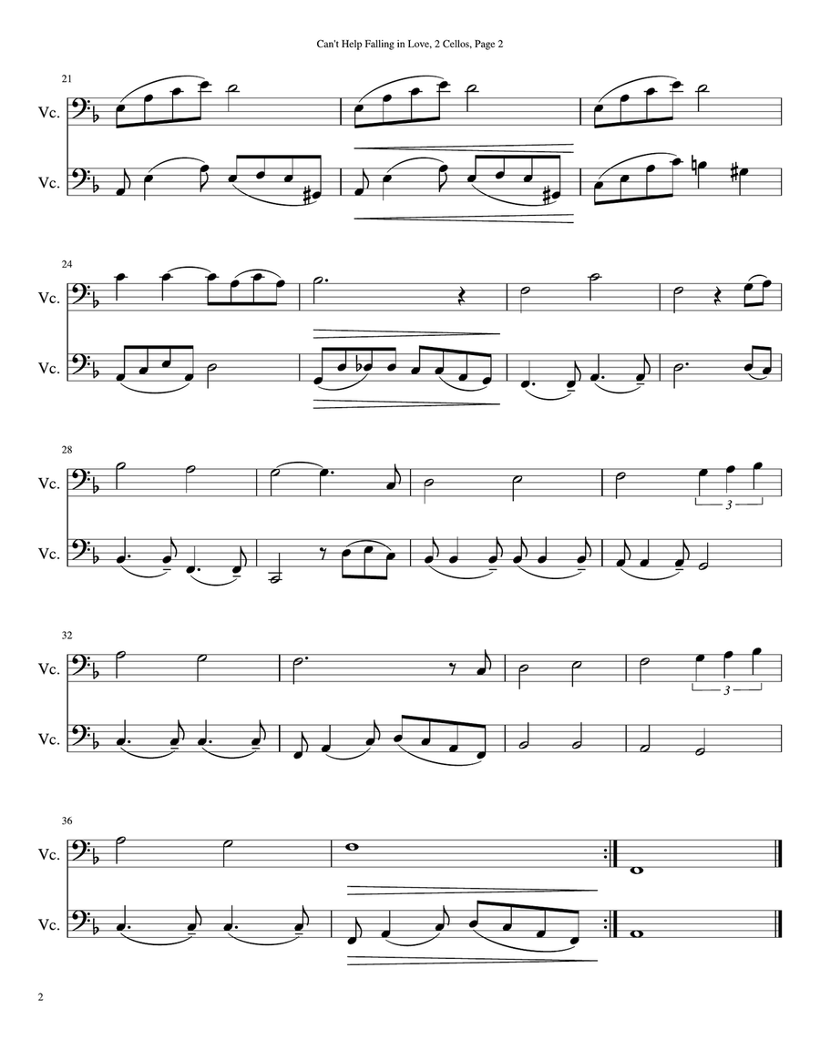 Can't Help Falling In Love String Duet scores gallery preview page 2