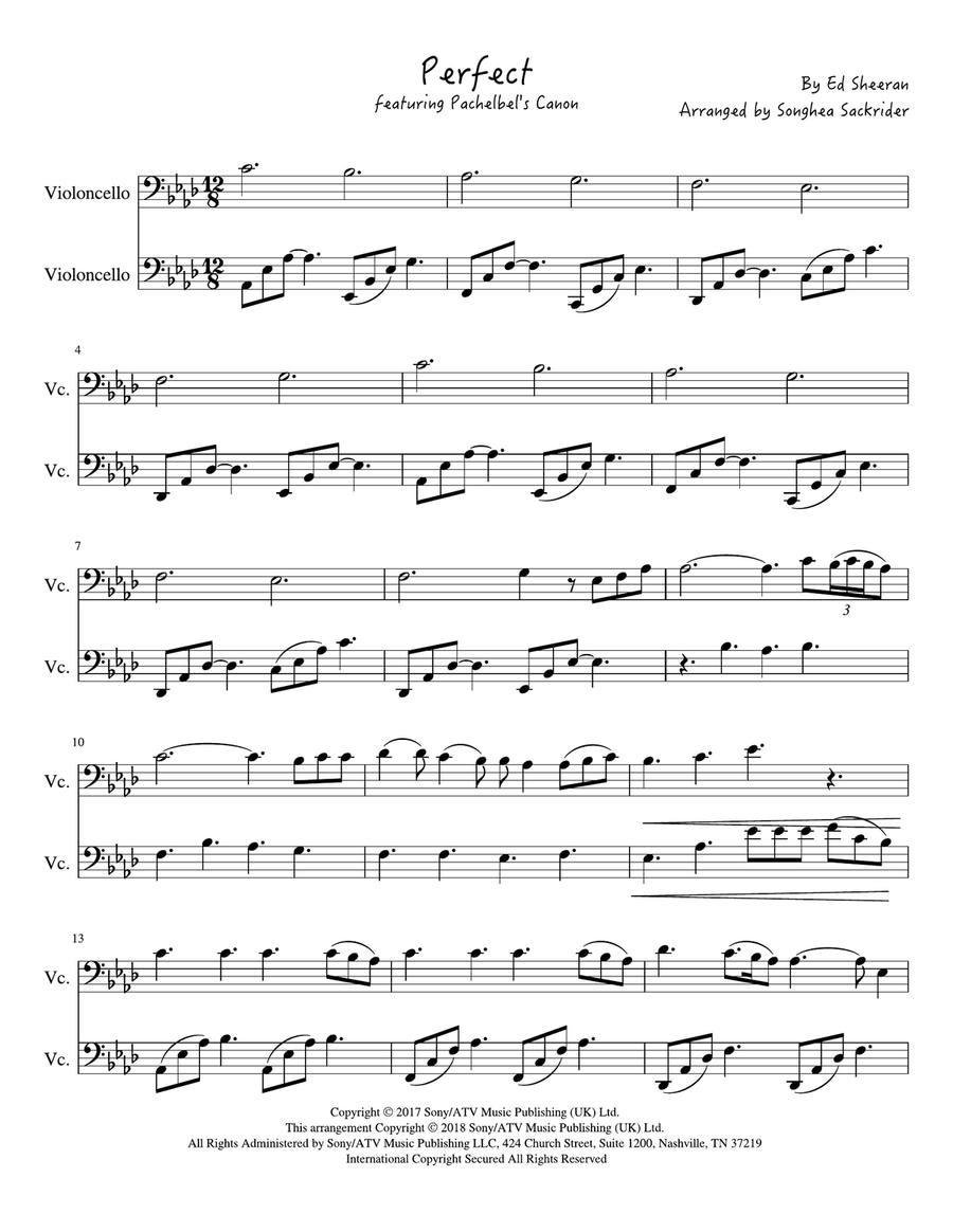 Perfect Perfect Cello Solo scores gallery preview page 1