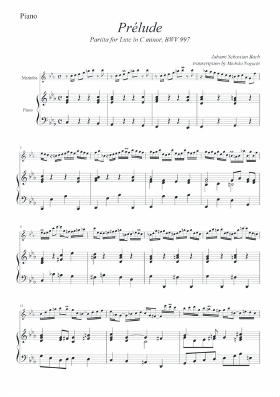 Prelude / from Partita for Lute in C minor, BWV 997 Lute scores gallery preview page 2