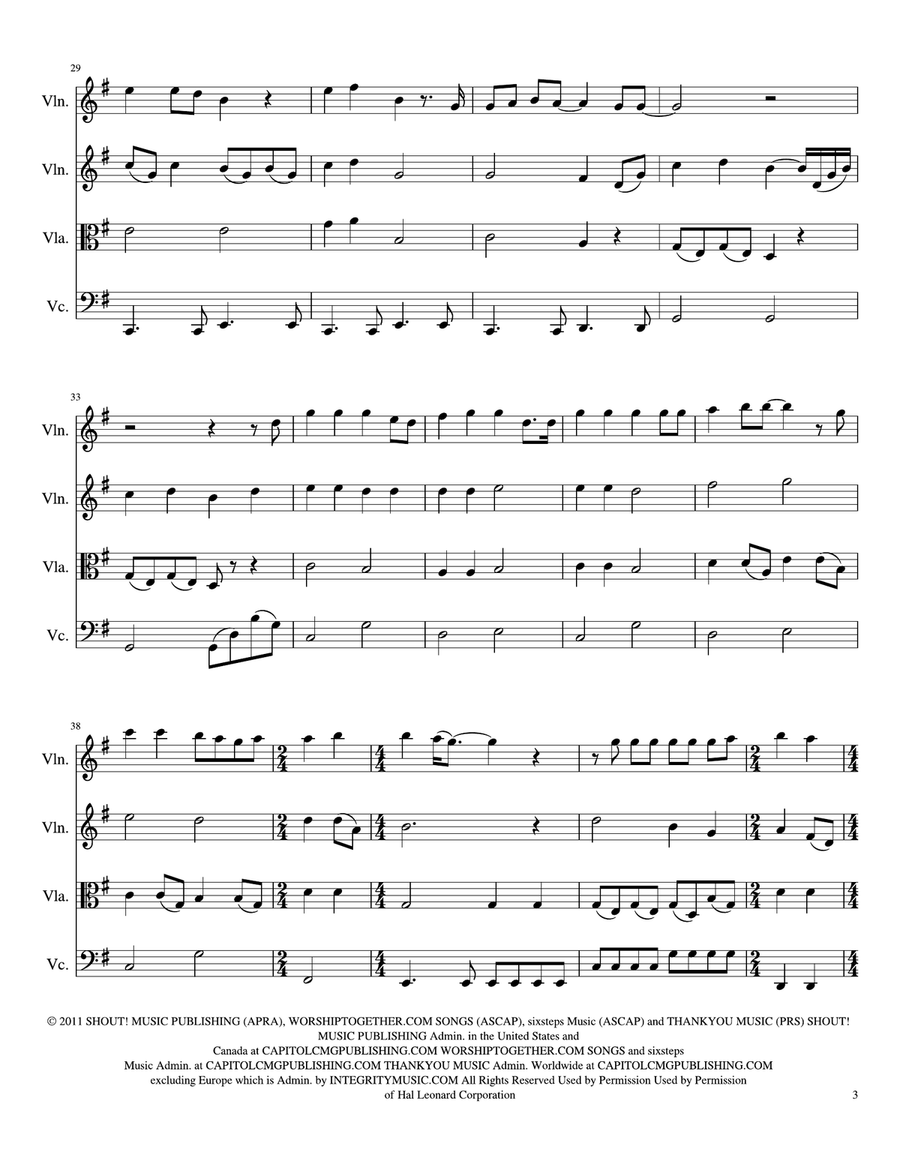 10,000 Reasons (Bless The Lord) String Quartet scores gallery preview page 3