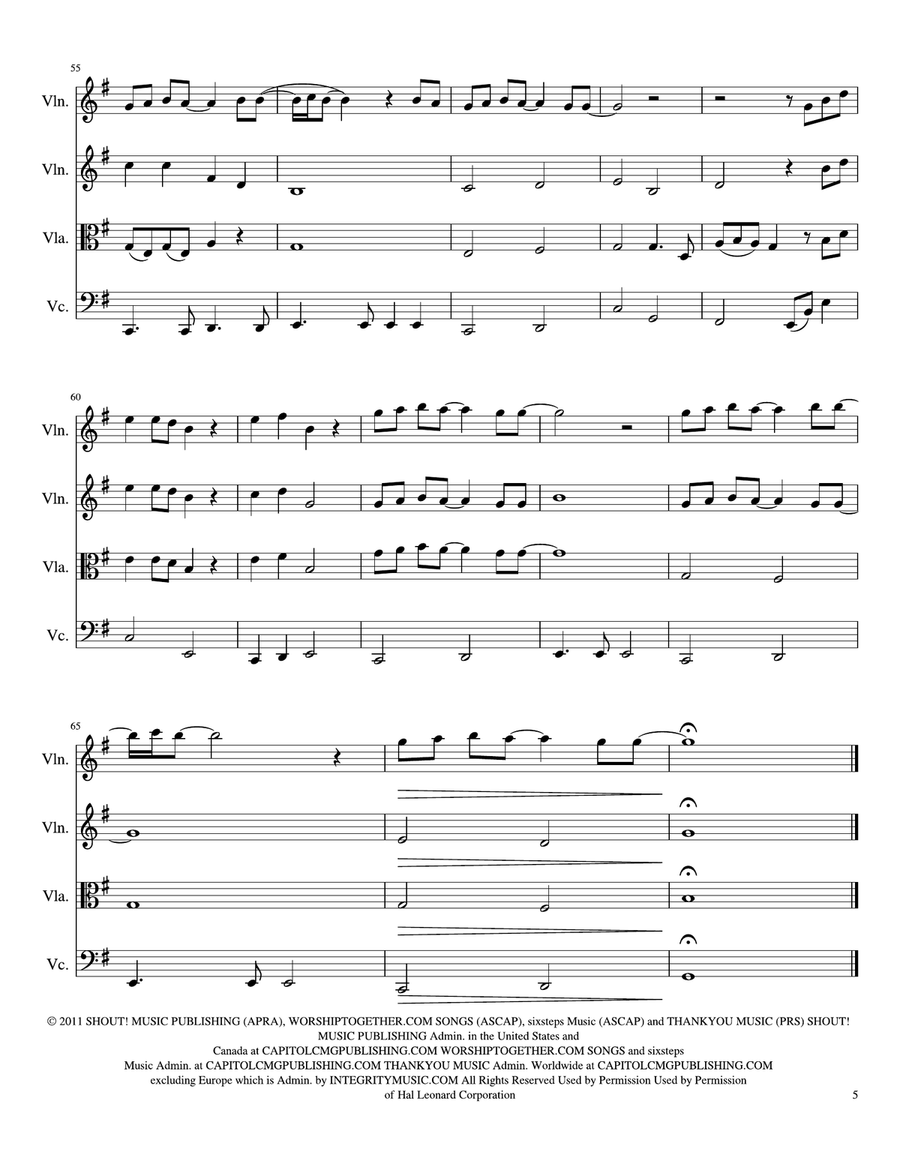 10,000 Reasons (Bless The Lord) String Quartet scores gallery preview page 5