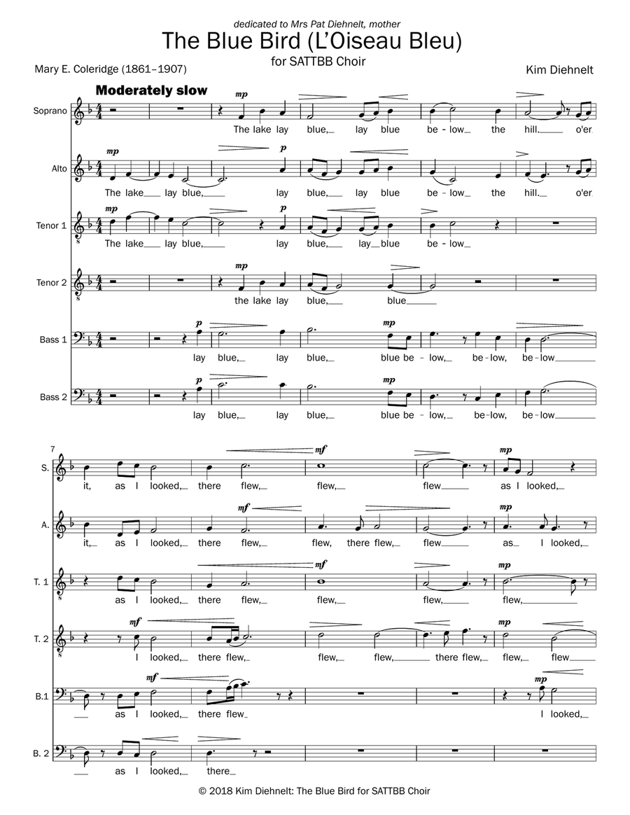 Diehnelt: The Blue Bird (L’Oiseau Bleu) for SATTBB Choir Divisi scores gallery preview page 3