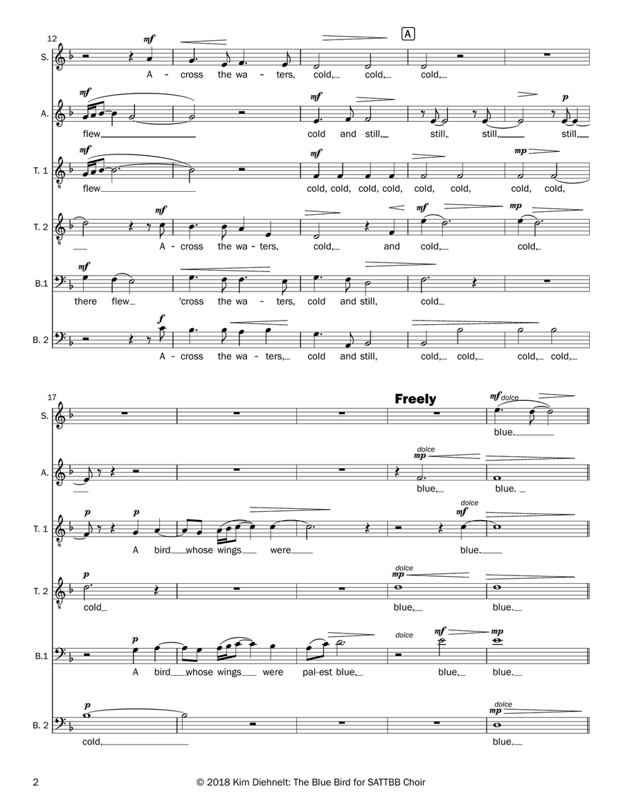 Diehnelt: The Blue Bird (L’Oiseau Bleu) for SATTBB Choir Divisi scores gallery preview page 4