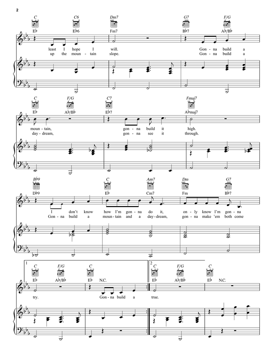 Gonna Build A Mountain Gonna Build A Mountain Piano, Vocal scores gallery preview page 2