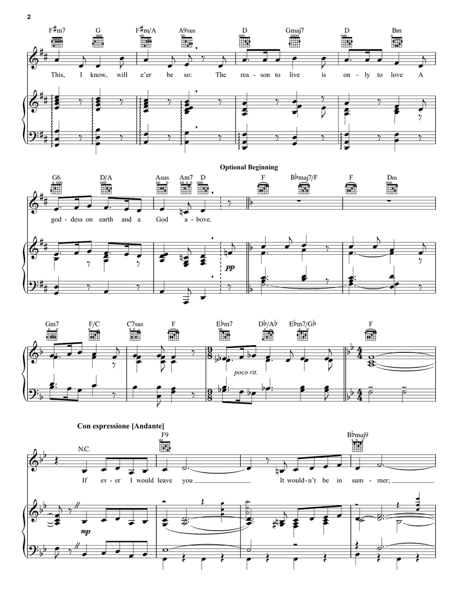 If Ever I Would Leave You Piano, Vocal scores gallery preview page 2