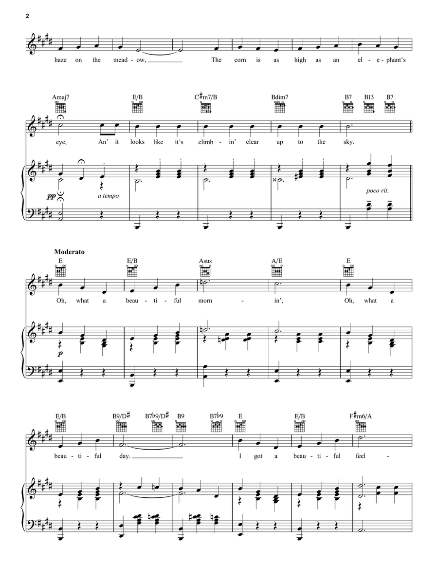 Oh, What A Beautiful Mornin' (from Oklahoma!) Piano, Vocal scores gallery preview page 2