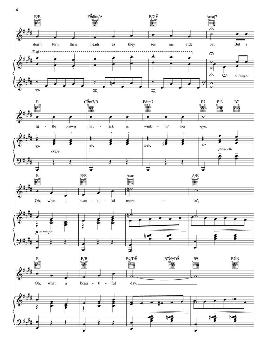 Oh, What A Beautiful Mornin' (from Oklahoma!) Piano, Vocal scores gallery preview page 4