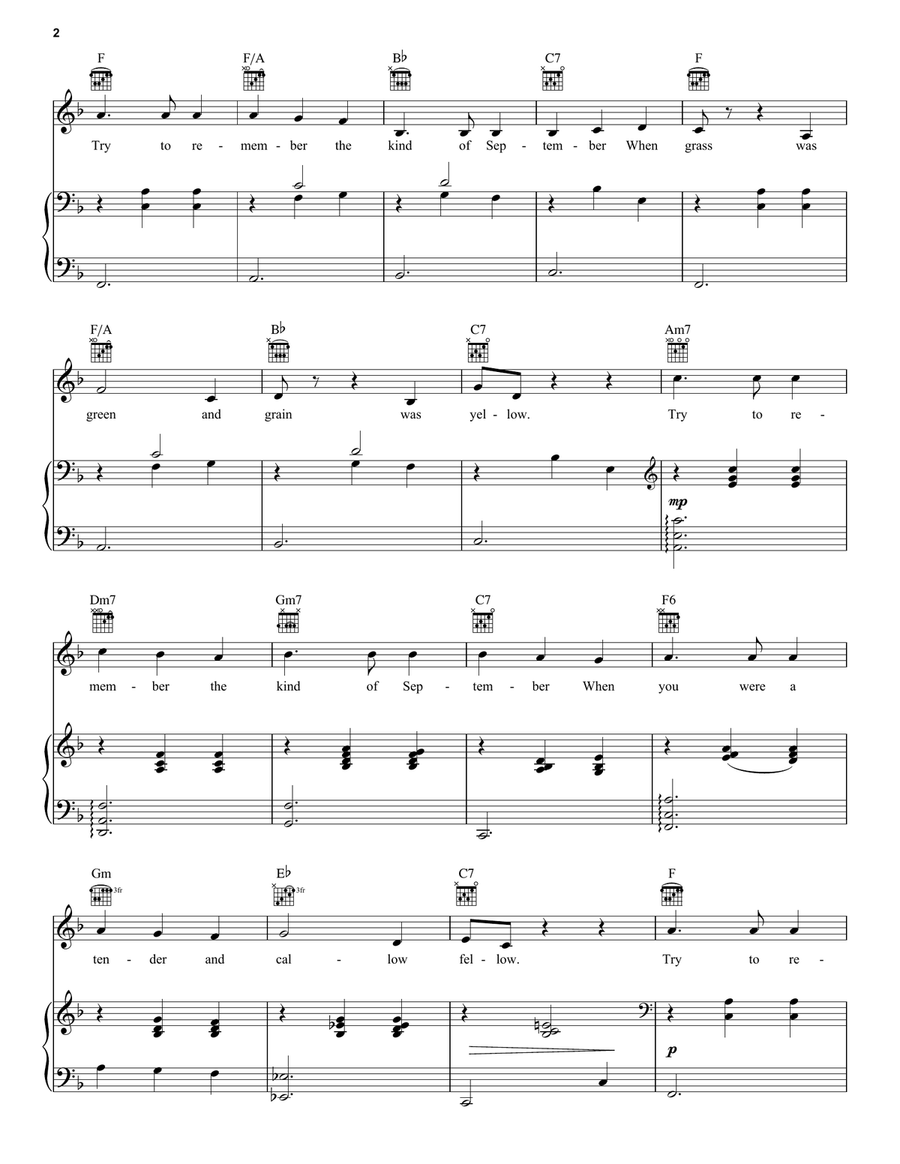 Try To Remember Piano, Vocal scores gallery preview page 2