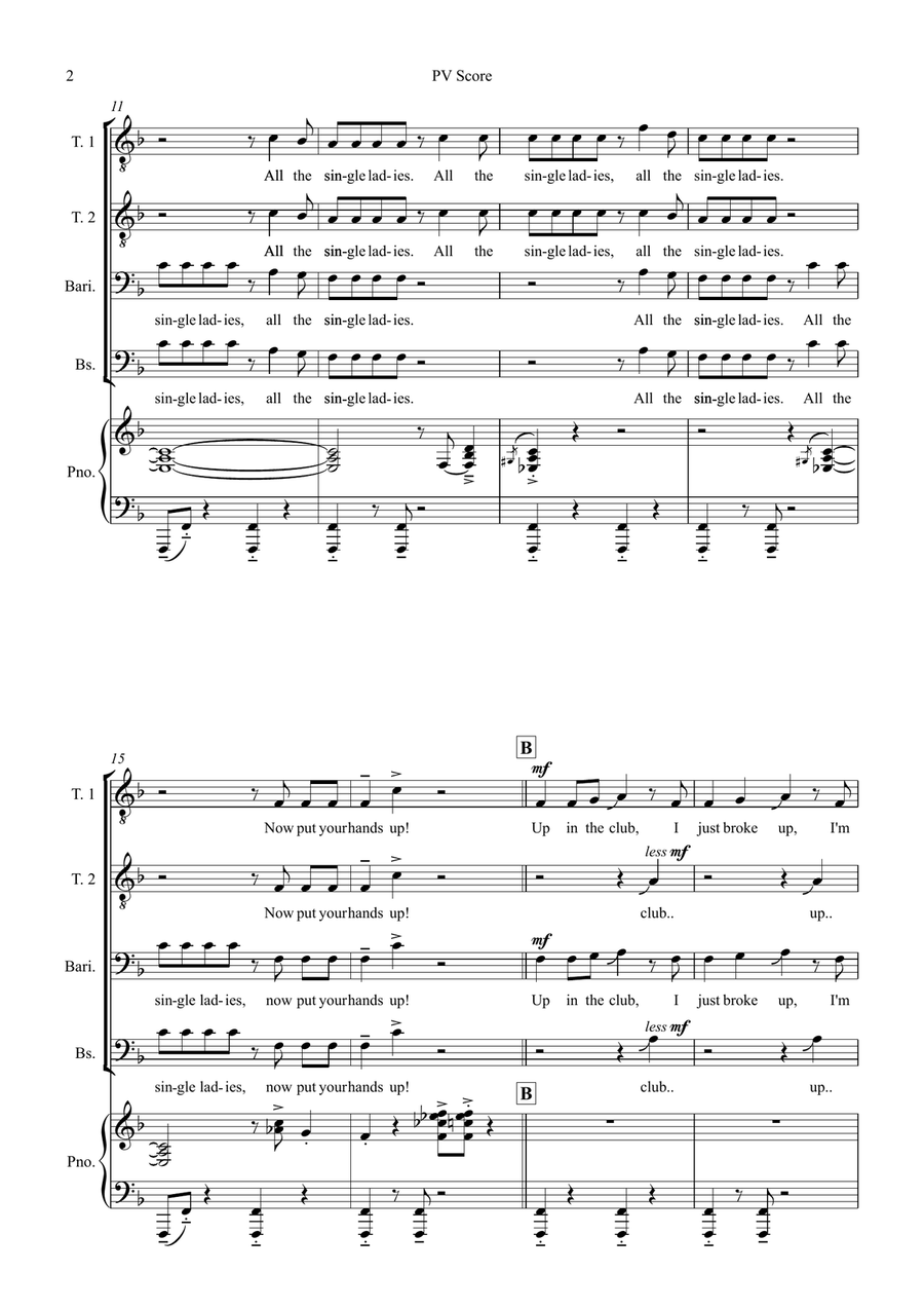 Single Ladies (Put A Ring On It) TTBB scores gallery preview page 2