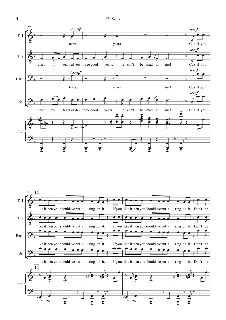 Single Ladies (Put A Ring On It) TTBB scores gallery preview page 4