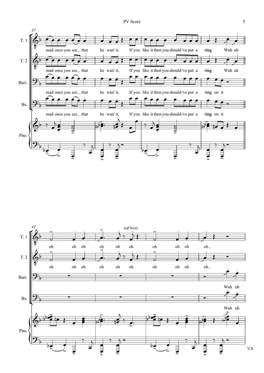 Single Ladies (Put A Ring On It) TTBB scores gallery preview page 5