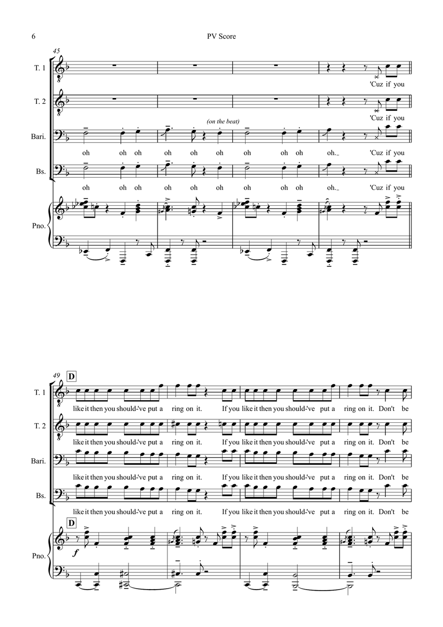 Single Ladies (Put A Ring On It) TTBB scores gallery preview page 6