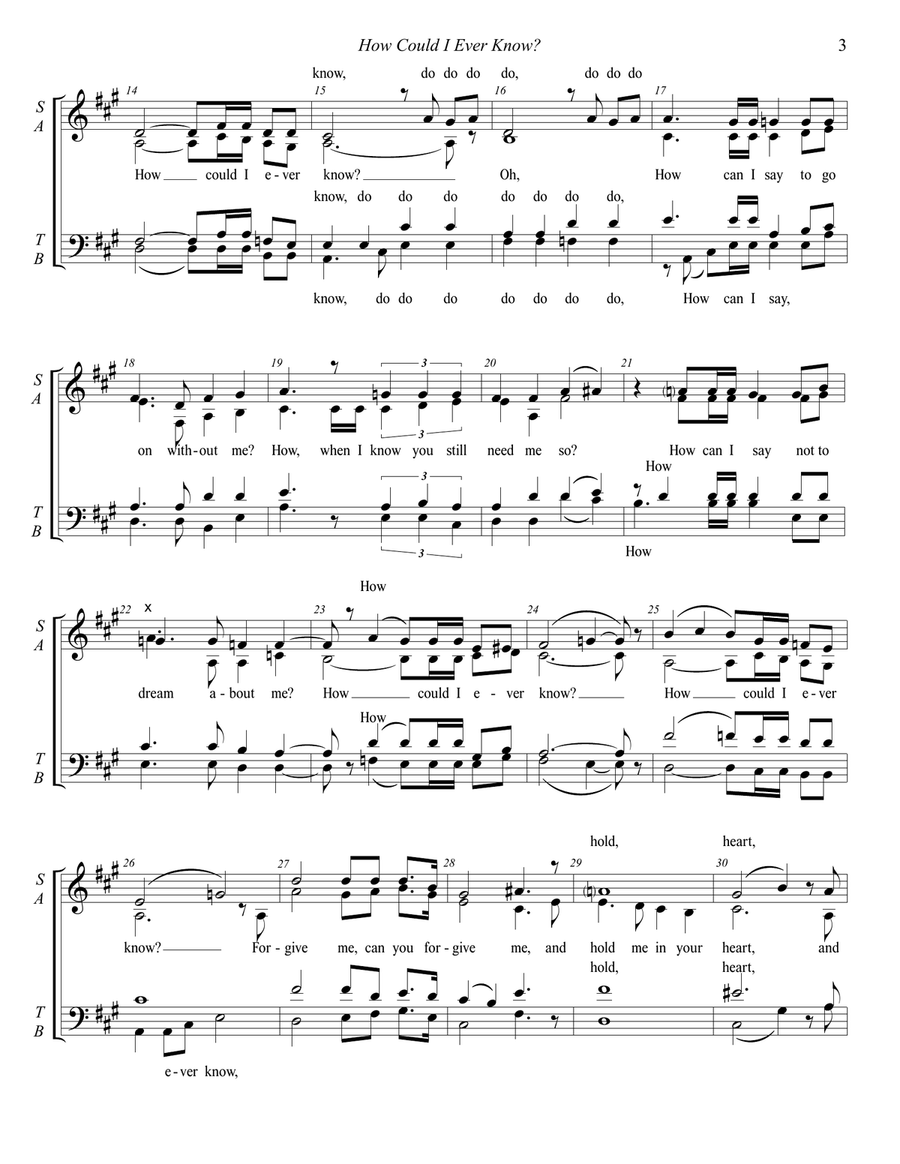 How Could I Ever Know? 4-Part scores gallery preview page 3