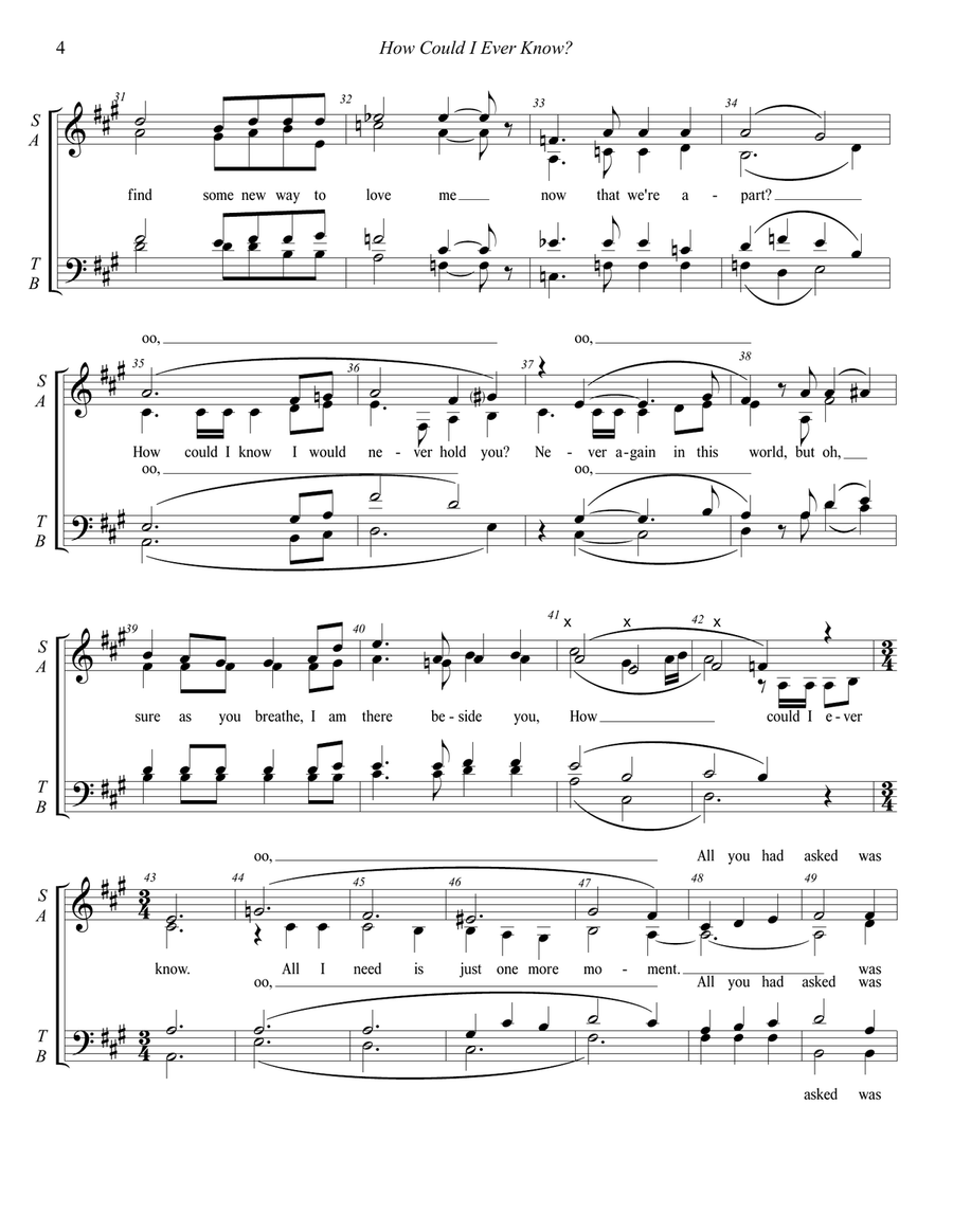 How Could I Ever Know? 4-Part scores gallery preview page 4
