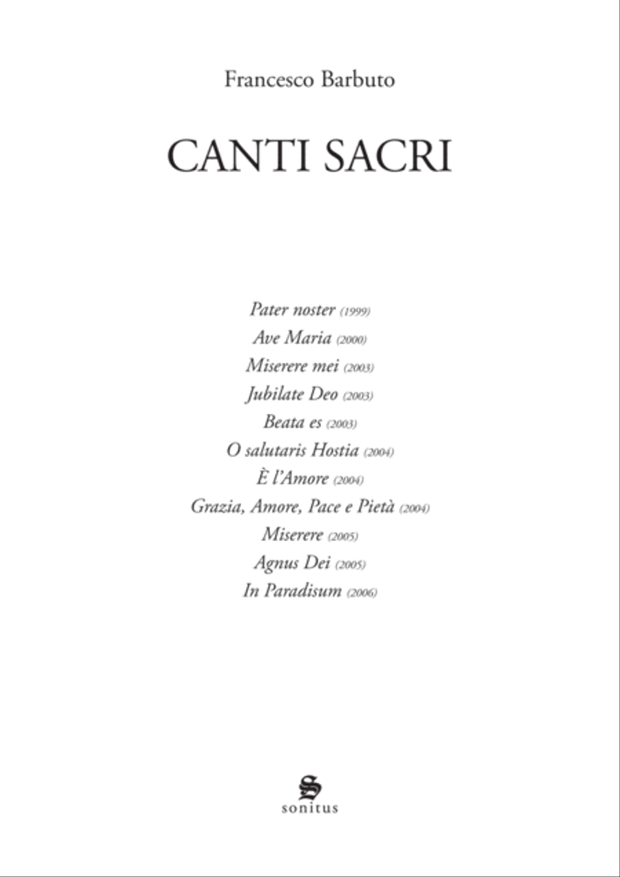 Canti Sacri by Francesco Barbuto 4-Part scores gallery preview page 2