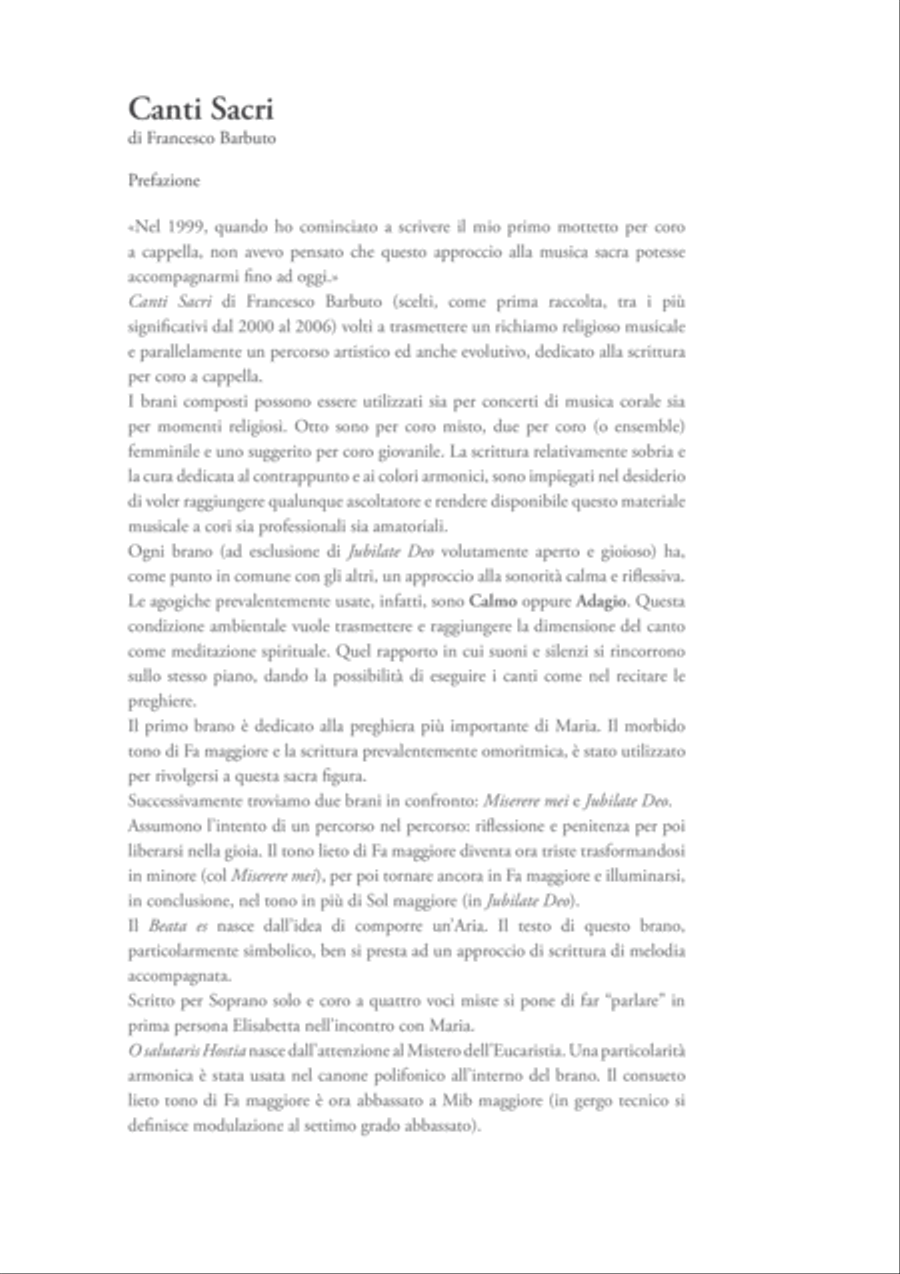 Canti Sacri by Francesco Barbuto 4-Part scores gallery preview page 3