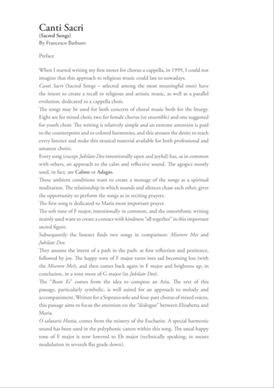 Canti Sacri by Francesco Barbuto 4-Part scores gallery preview page 5