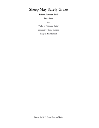Sheep May Safely Graze Violin or Flute and Guitar Lead sheet