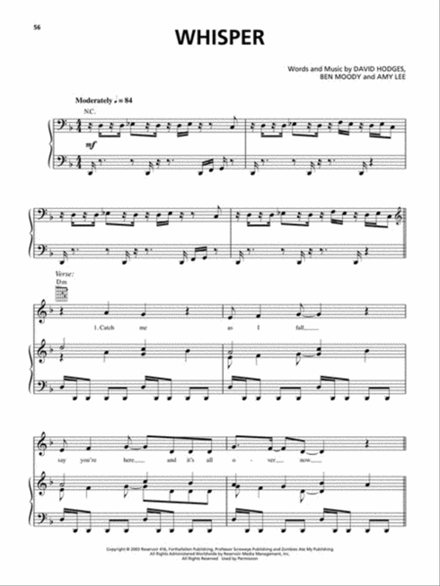 Evanescence – Fallen Evanescence – Fallen Piano, Vocal, Guitar scores gallery preview page 6
