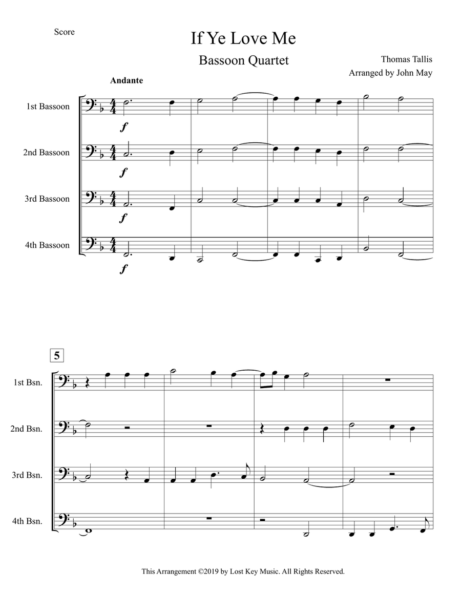 If Ye Love Me-Bassoon Quartet Woodwind Quartet scores gallery preview page 2