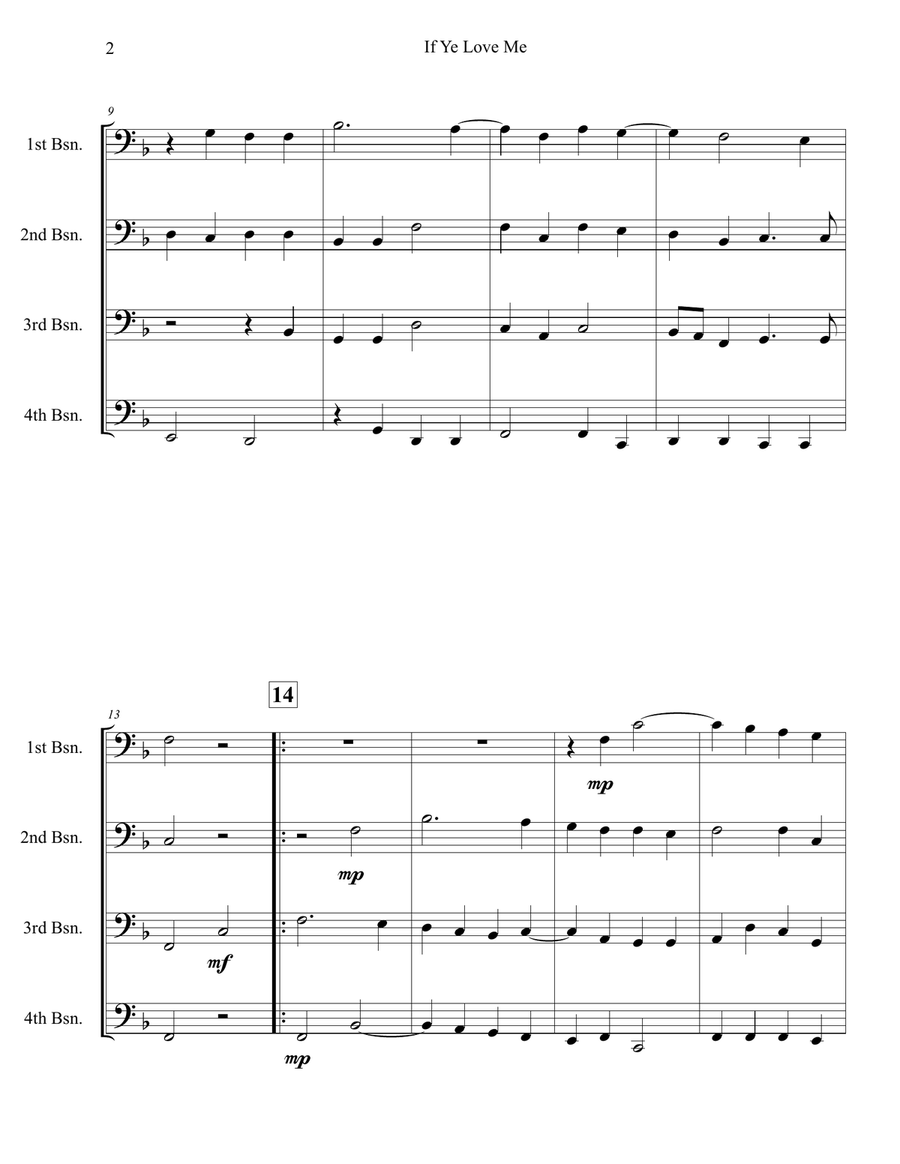 If Ye Love Me-Bassoon Quartet Woodwind Quartet scores gallery preview page 3