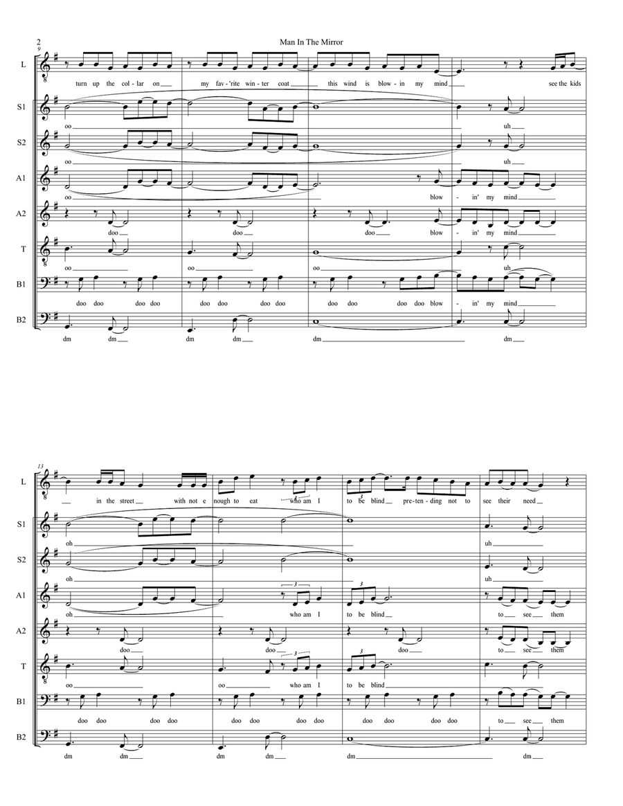 Man In The Mirror Man In The Mirror 4-Part scores gallery preview page 2