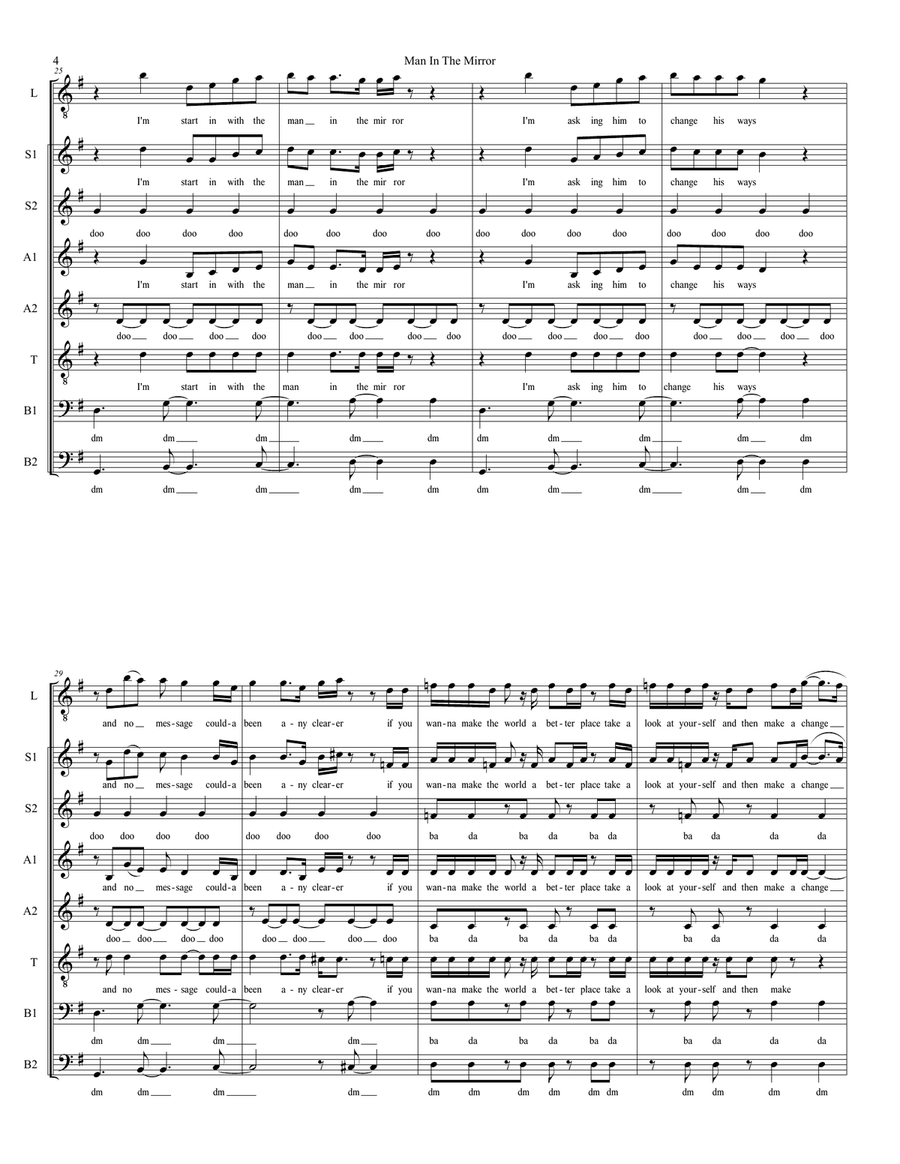 Man In The Mirror Man In The Mirror 4-Part scores gallery preview page 4